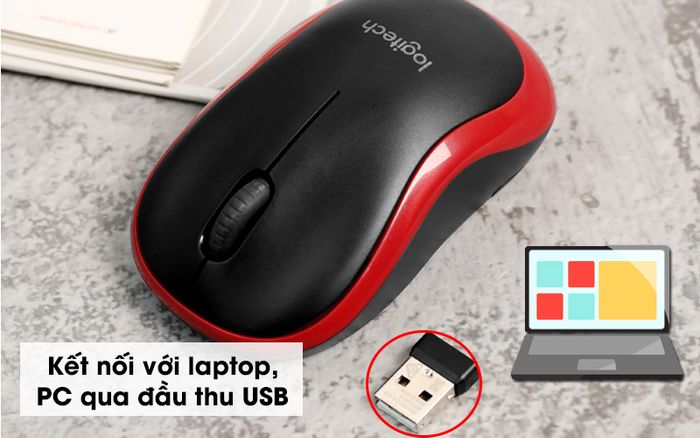 Chuột không dây Logitech M185 - Thiết kế không dây