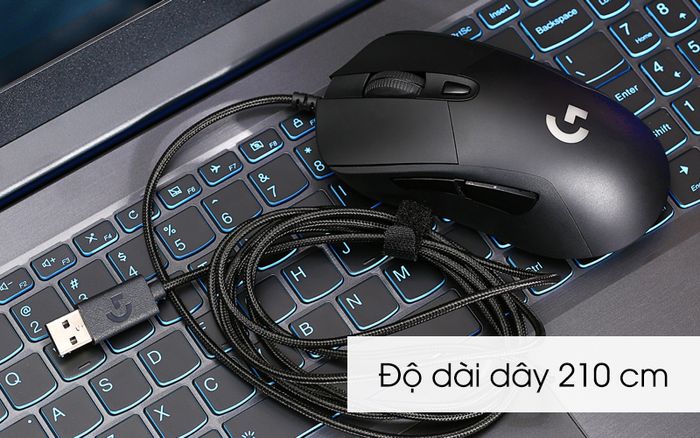 Dây dài 2.1m, giúp dễ dàng kết nối với laptop hay PC - Chuột Gaming Logitech G403 Hero Đen