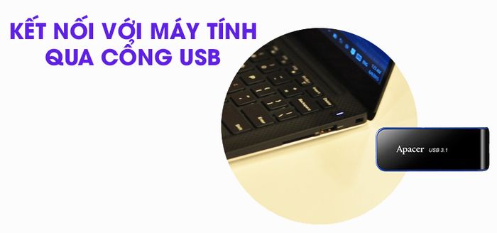 USB 3.1 16GB Apacer AH356 - Kết nối máy tính qua cổng USB