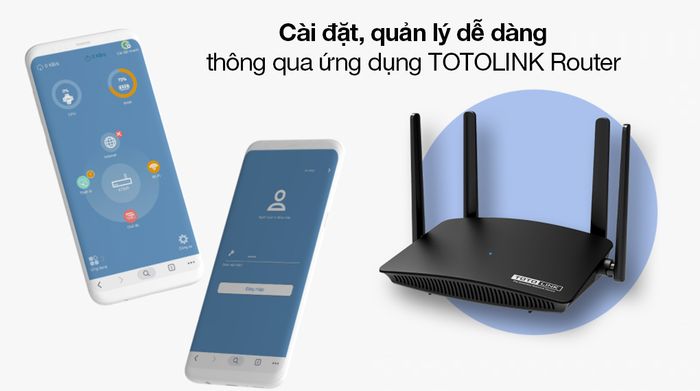 Bộ Phát Sóng Wifi Router Chuẩn AC1200 Băng Tần Kép Totolink A720R đen - Cài đặt và điều khiển từ xa với ứng dụng TOTOLINK Router