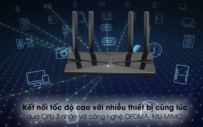 OFDMA - Router Wifi Chuẩn Wifi 6 AX1500 Băng Tần Kép TP-Link Archer AX10 Đen