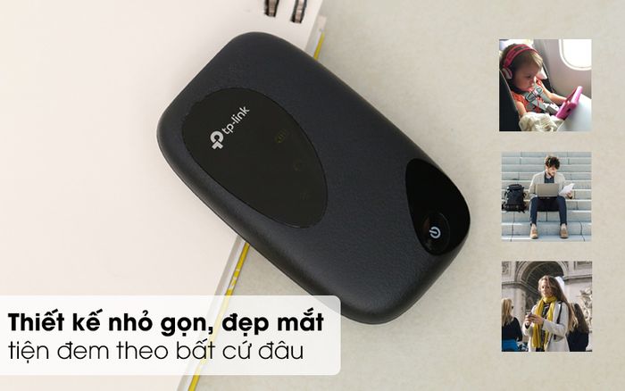Đường nét mềm mại, vỏ ngoài phủ màu đen thanh lịch - Bộ Phát Wifi Di Động 4G LTE TP-link M7200 Đen