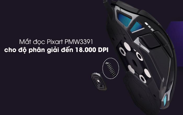 Chuột Gaming Corsair Nightsword RGB Đen - Mắt đọc Pixart PMW3391 cho độ phân giải cao đến 18.000 DPI