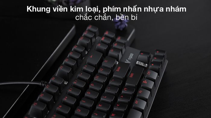 Khung kim loại chắc chắn - Bàn Phím Cơ Có Dây Gaming Rapoo V500alloy Đen