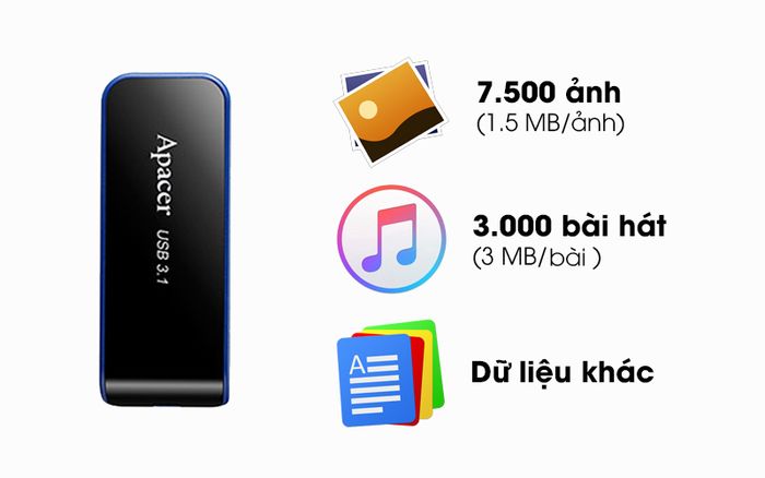 USB 3.1 16GB Apacer AH356 - Lưu trữ dữ liệu đa dạng