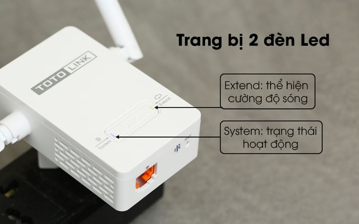Bộ Mở Rộng Sóng Wifi AC220V Totolink EX200 trắng có 2 đèn LED