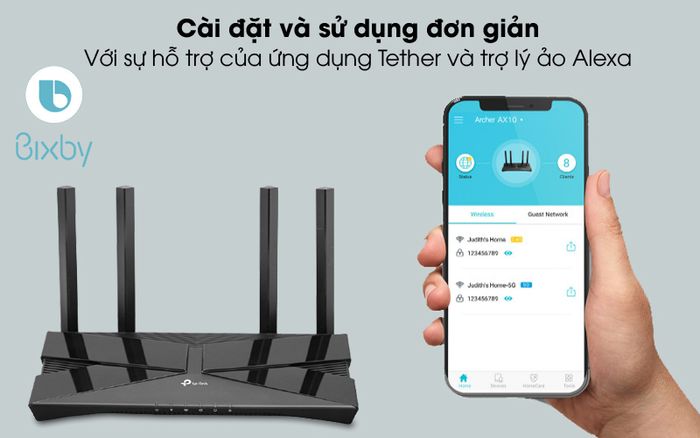 Tether - Router Wifi Chuẩn Wifi 6 AX1500 Băng Tần Kép TP-Link Archer AX10 Đen