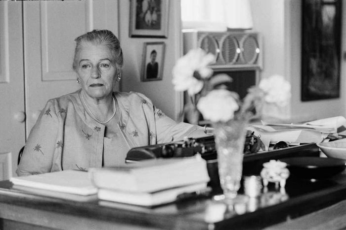 Pearl S. Buck pictured at her desk.