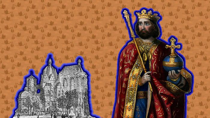 As Charlemagne stands before his grand cathedral in Aachen, he contemplates the daunting task of dividing his vast kingdom among his 20 children.