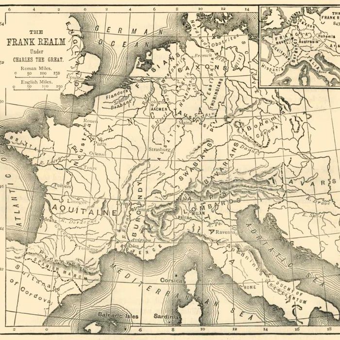 Map of the Frankish Kingdom Under Charlemagne’s Rule