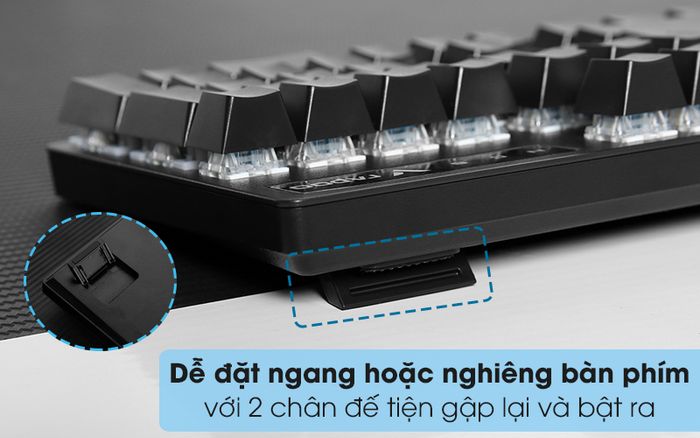 Bàn Phím Cơ Có Dây Gaming Rapoo V500 Pro Đen - Có thể bố tri bàn phím nằm ngang trên mặt bàn hoặc đặt nghiêng