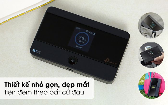 Kiểu dáng hiện đại, màu đen sang trọng - Bộ Phát Wifi Di Động 4G LTE TP-Link M7350 Đen