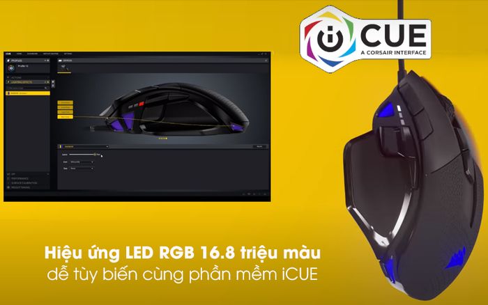 Chuột Gaming Corsair Nightsword RGB Đen - Tùy biến sắc màu chuột sống động hơn qua đèn LED RGB