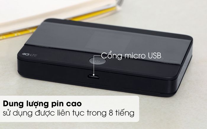 Trải nghiệm kéo dài đến 8 tiếng nhờ dung lượng pin 2000 mAh - Bộ Phát Wifi Di Động 4G LTE TP-Link M7350 Đen