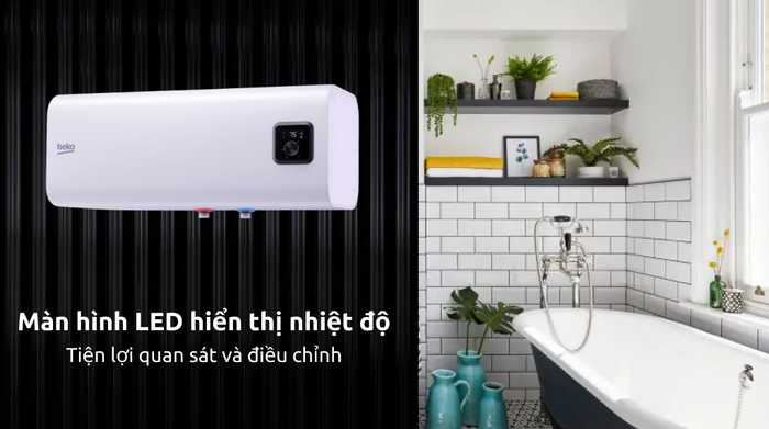 Máy nước nóng gián tiếp Beko 30 lít BWH 30 SDH - Màn hình LED