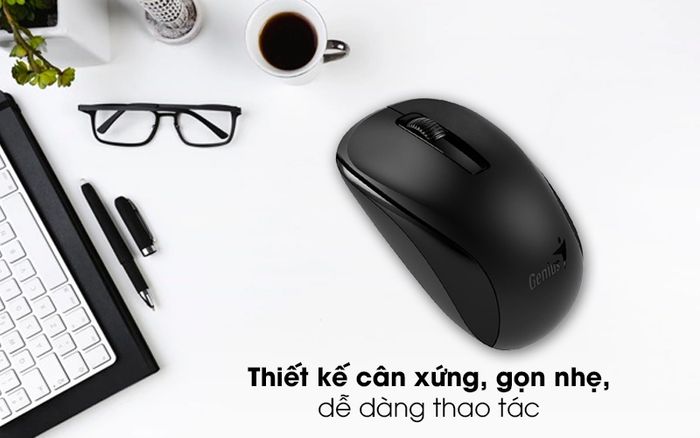 Chuột không dây Genius NX 7005 Đen - Kiểu dáng đơn giản, đối xứng