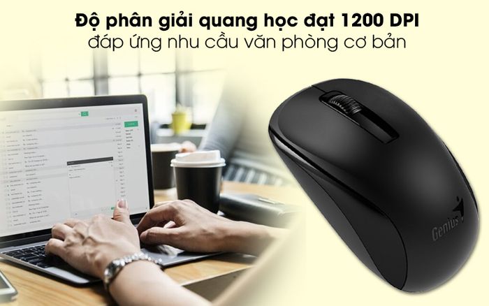 Chuột không dây Genius NX 7005 Đen - Tốc độ di chuyển chuột cao với 1200 DPI