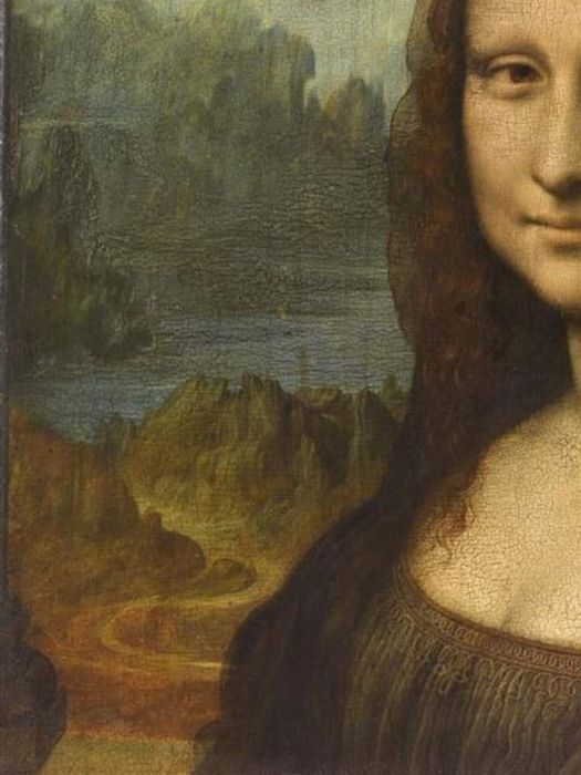 Close-up of the left side of the 'Mona Lisa'