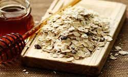 Oatmeal and honey for skincare and beauty treatments.