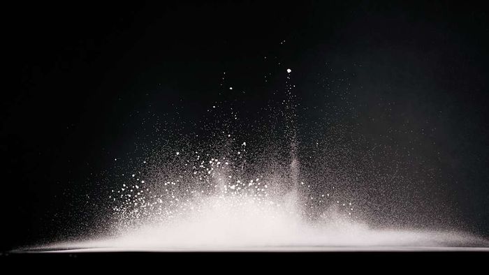 white powder on a black background