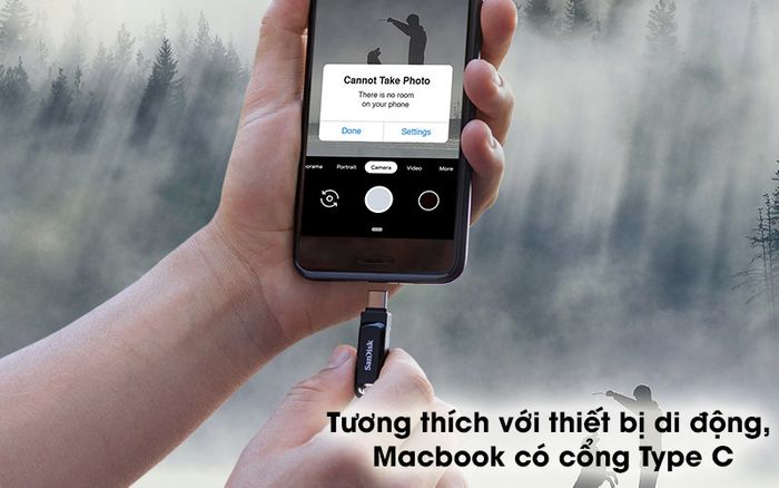 USB OTG 3.1 128GB Type C Sandisk SDDDC3 Đen - Đầu Type C
