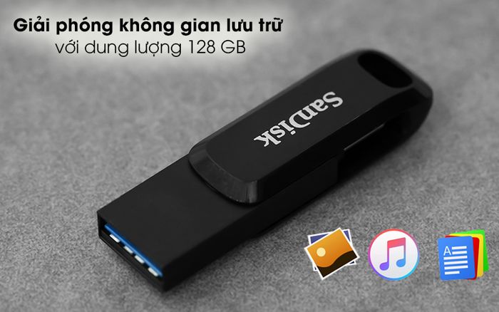 USB OTG 3.1 128GB Type C Sandisk SDDDC3 Đen - Bộ nhớ lên tới 128 GB