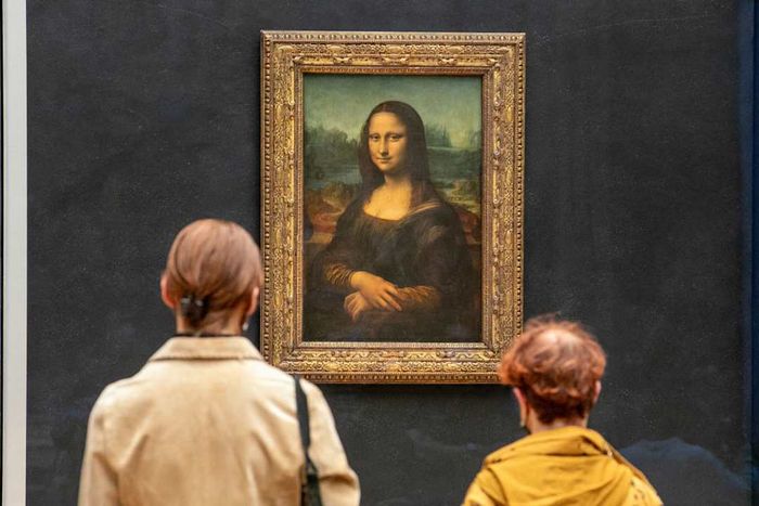 The 'Mona Lisa' exhibited at the Louvre.