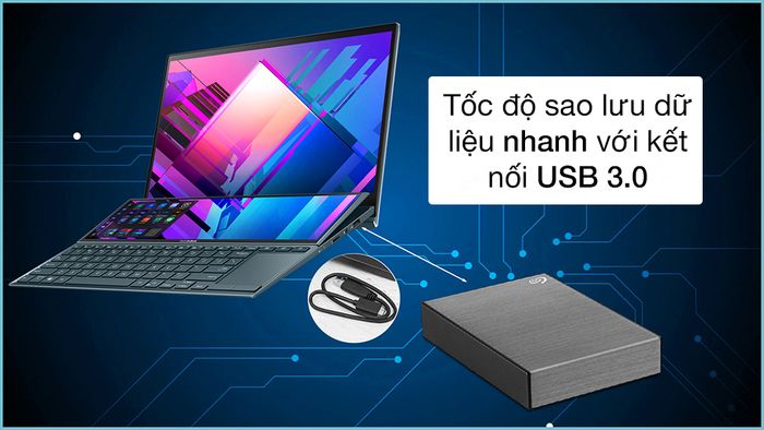 Tốc độ truyền dữ liệu cao với chuẩn USB 3.0 - Ổ cứng di động HDD 2TB Seagate One Touch STKY2000404 Xám