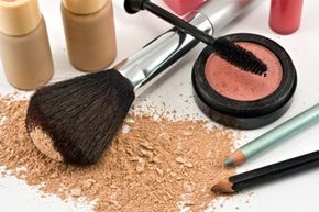 Close-up view of cosmetic products.