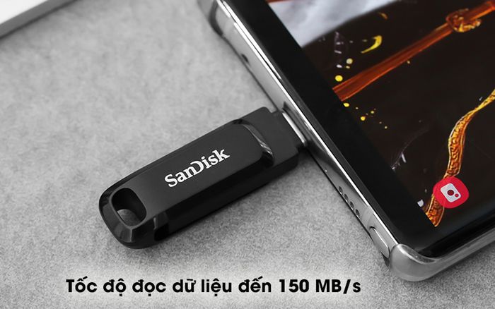 USB OTG 3.1 128GB Type C Sandisk SDDDC3 Đen - Tiết kiệm rất nhiều thời gian của bạn với tốc độ đọc 150 MB/s