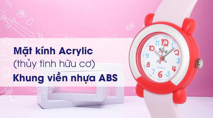Đồng hồ trẻ em Smile Kid SL018-01 có mặt kính cứng cáp, khung viền chắc chắn