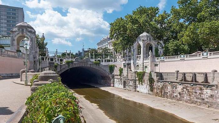 The Wienflussportal in Vienna marks the location where the Vienna River resurfaces from its subterranean path.