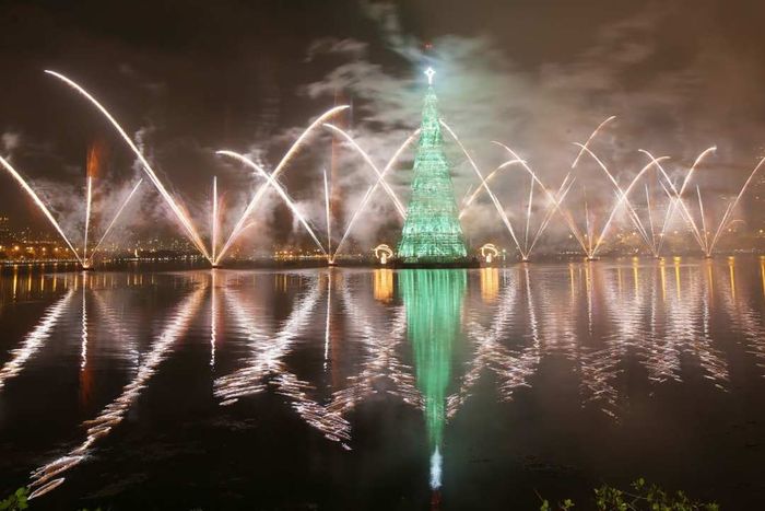 Annual Floating Christmas Tree in Rio De Janeiro