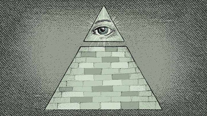 The pyramid and the all-seeing eye served as iconic emblems of the Illuminati.