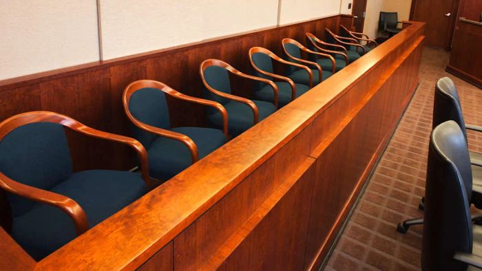 A jury box is shown