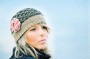 A serene girl enjoying the snowy landscape