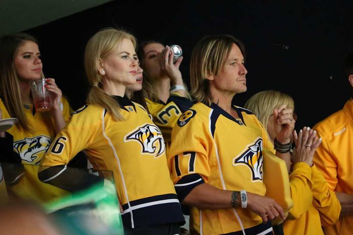 Nicole Kidman and Keith Urban attending a Nashville Predators match