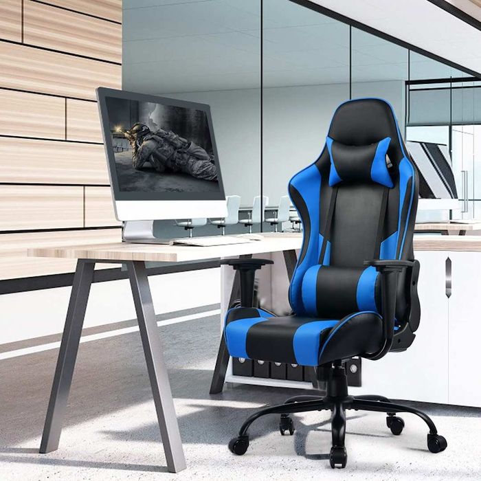 GTPOFFICE Gaming Chair positioned beside an office desk.