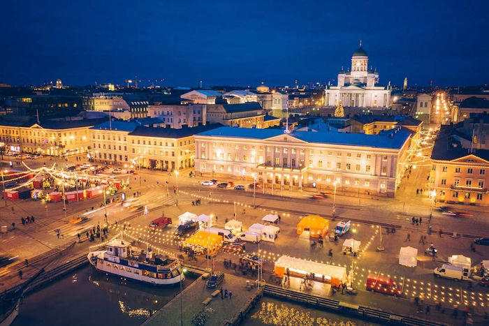 Aerial view of Helsinki Christmas Market