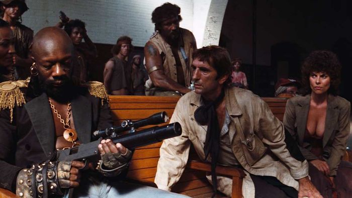 Adrienne Barbeau alongside Isaac Hayes and Harry Dean Stanton in 'Escape from New York.'