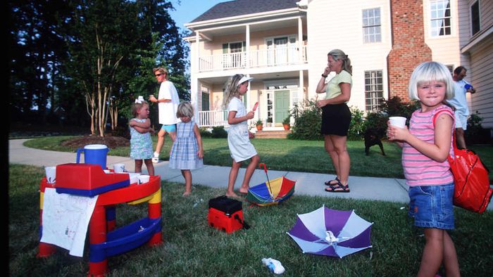 A lemonade stand is shown