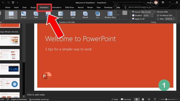 Hướng dẫn thiết lập trình chiếu PowerPoint tự động - Bước 1 (Hình minh họa)