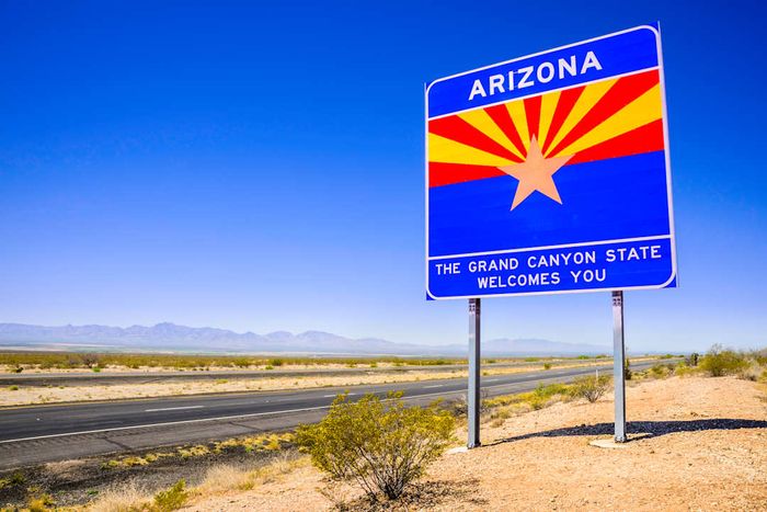 Arizona welcome sign. 