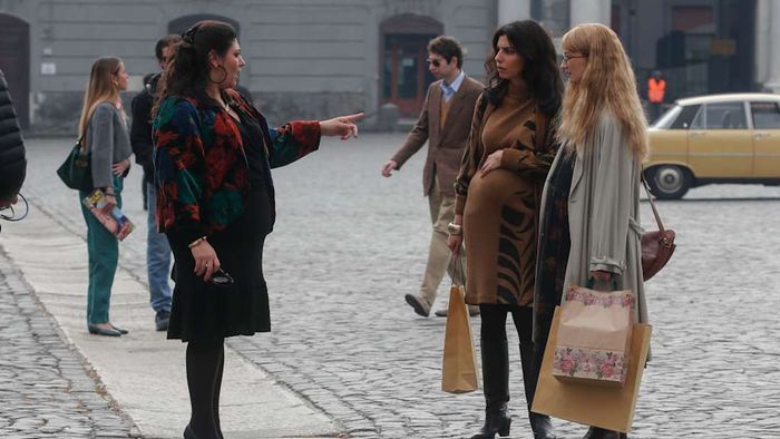 Actresses Irene Maiorino and Alba Caterina Rohrwacher on the set of 'My Brilliant Friend' season four.