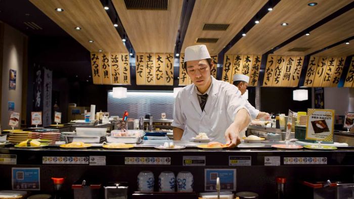 Sushi served in a traditional Japanese restaurant