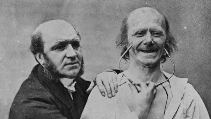A Victorian-era physician—or 'squirt'—performing his duties