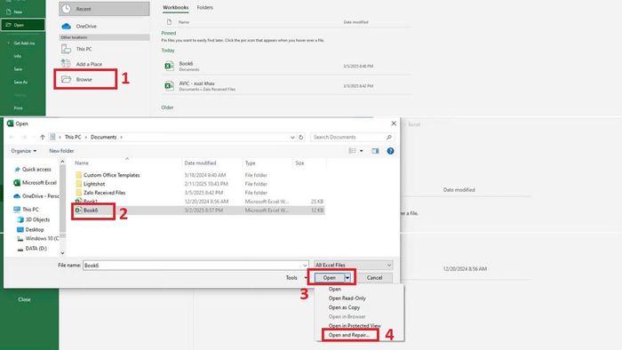 Lưu File bị treo thành File mới để khắc phục lỗi Excel bị đơ bước 2 (Hình minh họa)