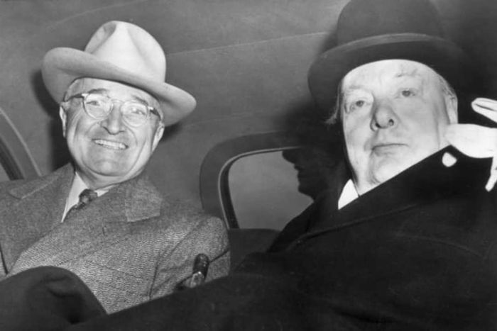 Harry S Truman alongside Winston Churchill