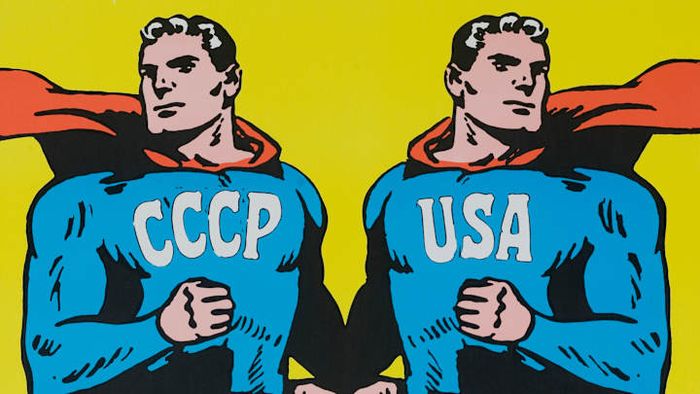 USSR USA Superman, French Political Protest Poster from the Cold War Era