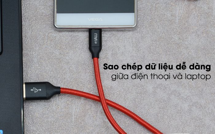 Sao chép dữ liệu dễ dàng giữa hai thiết bị - Dây cáp Micro USB 1 m e.VALU LTM-01